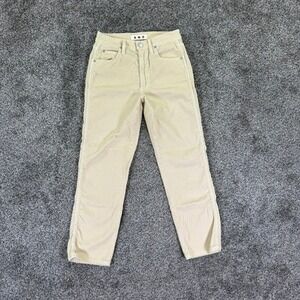 AMO Chloe Crop Corduroy Pants Womens 26 Cream Bare High Rise Straight Leg Fit